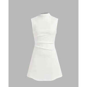 NEW Cider White Minimalist Sleeveless Mini Dress Quiet Luxury Chic Medium Women